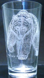 Grizzly by Karrie Hill on 16 oz. glass