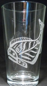 Totem Halibut by Holly Wiley on 16 oz. glass