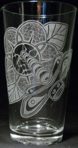 Totemic Dragonfly by Kristin Koiv on 16 oz. glass