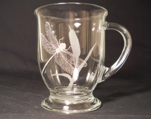Custom Orders-Dragonfly & Cattail Rounded Clear Mug
